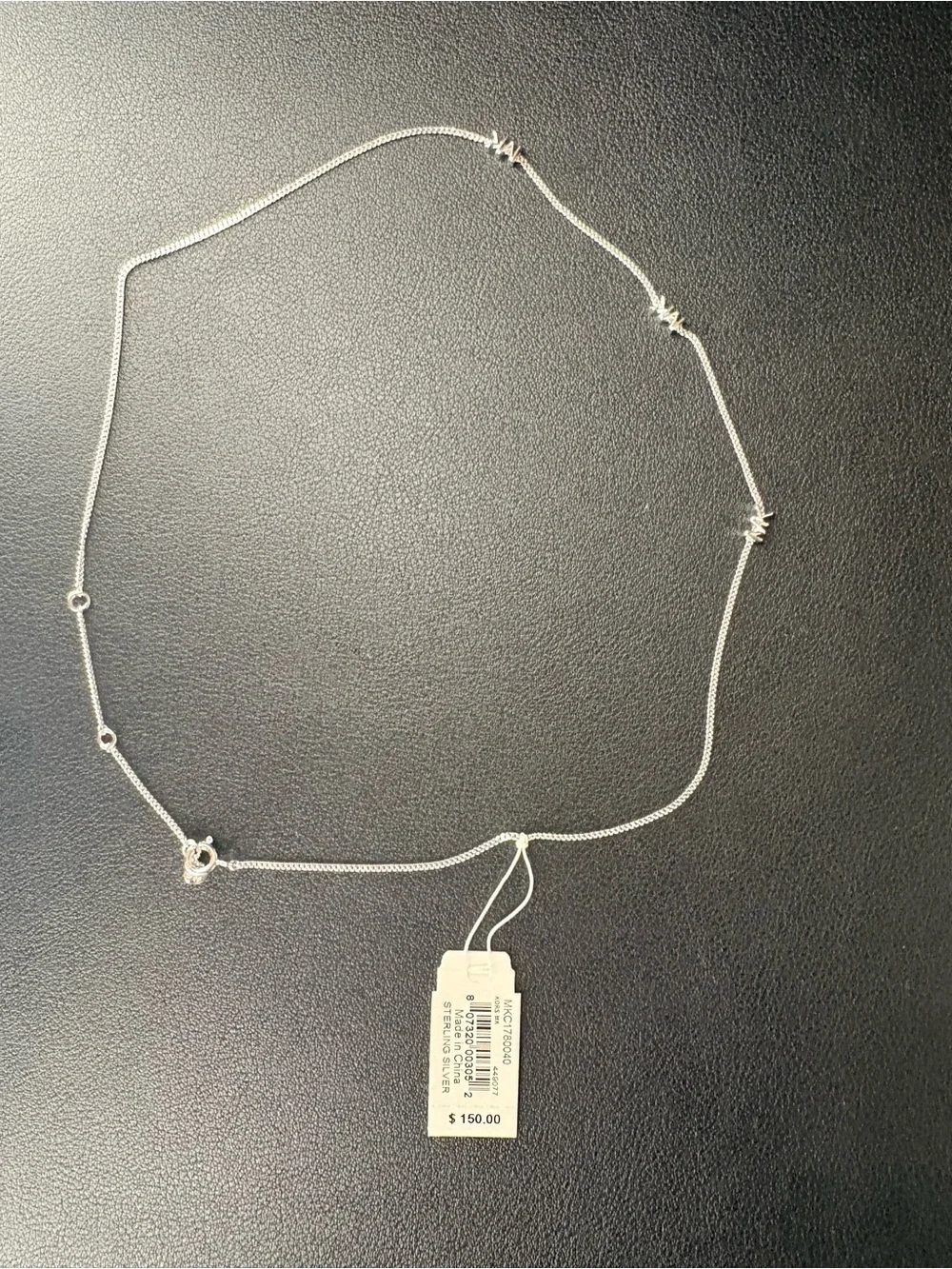 Michael Kors Sterling Silver Necklace & Bracelet Set MK Logo NWT Authentic